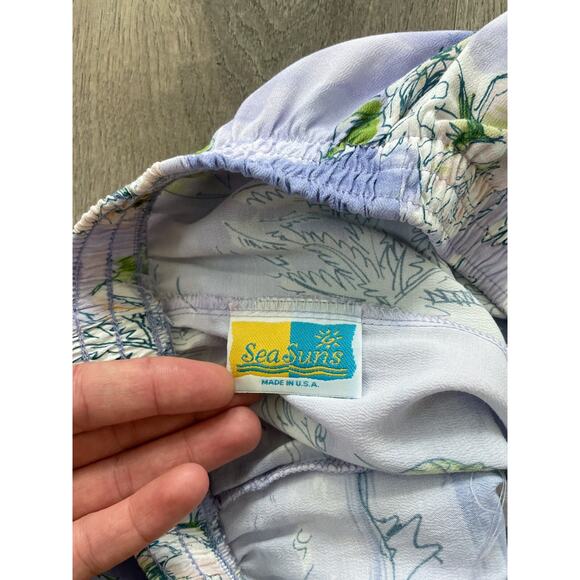 VINTAGE Sea Suns Hawaii Pants Peony Sailor Printed Cropped Capri S - Picture 7 of 12